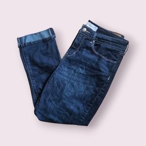 Signature by Levi Strauss Dark Blue Cuffed Mid Rise Capri